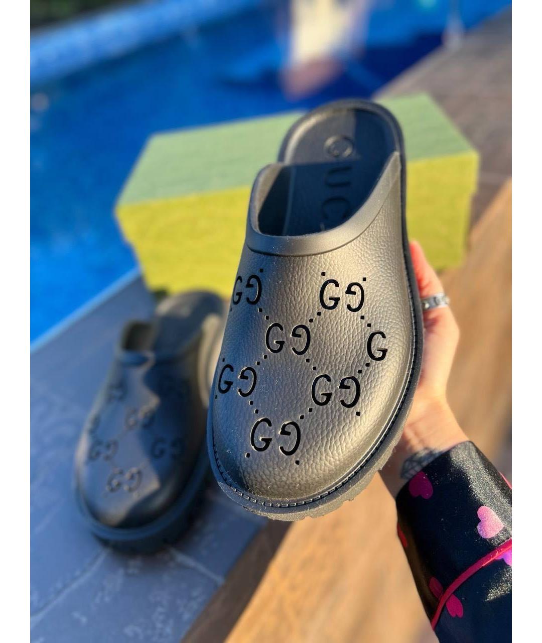 GUCCI Черные резиновые мюли, фото 6