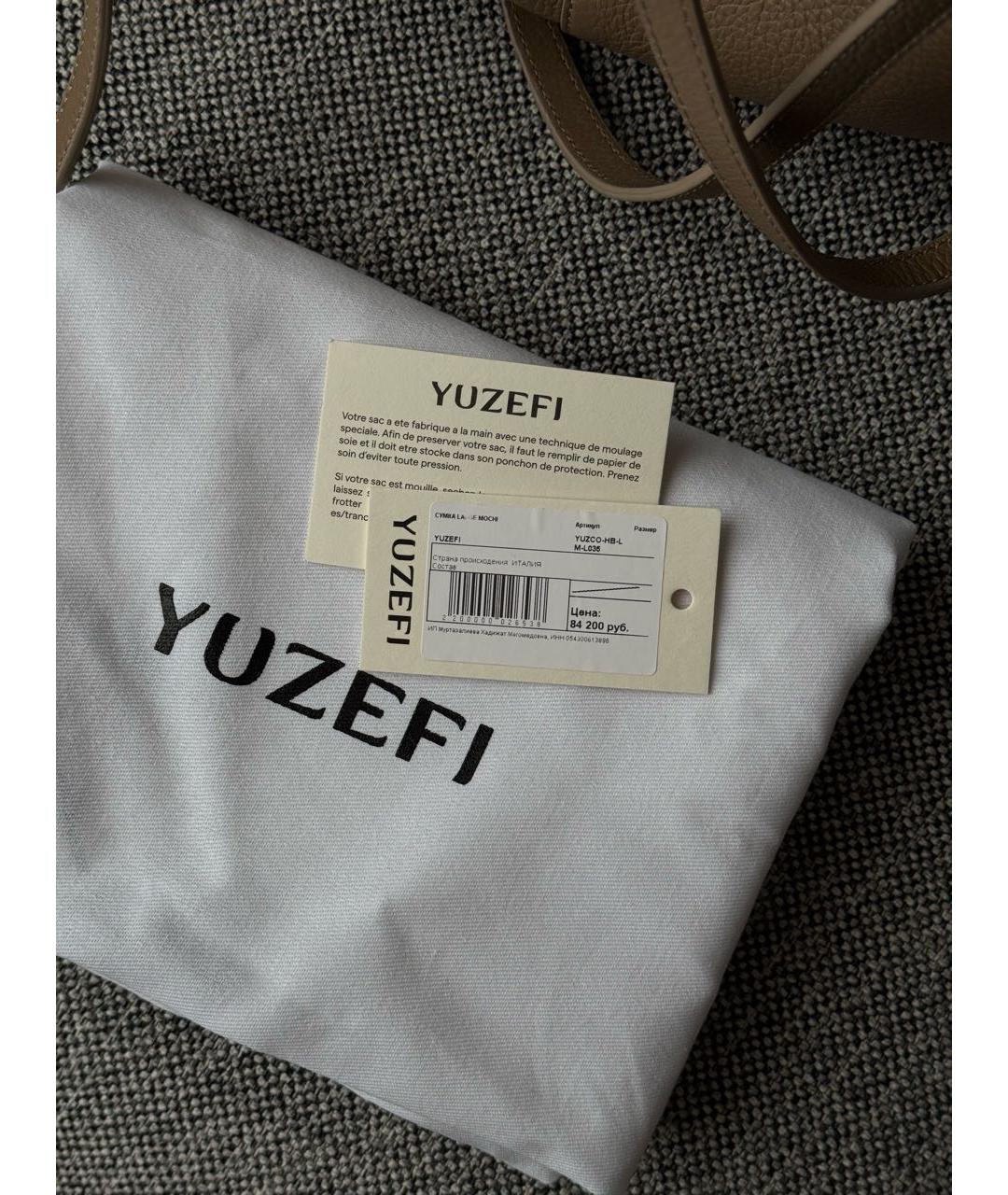 YUZEFI Бежевая кожаная сумка тоут, фото 3