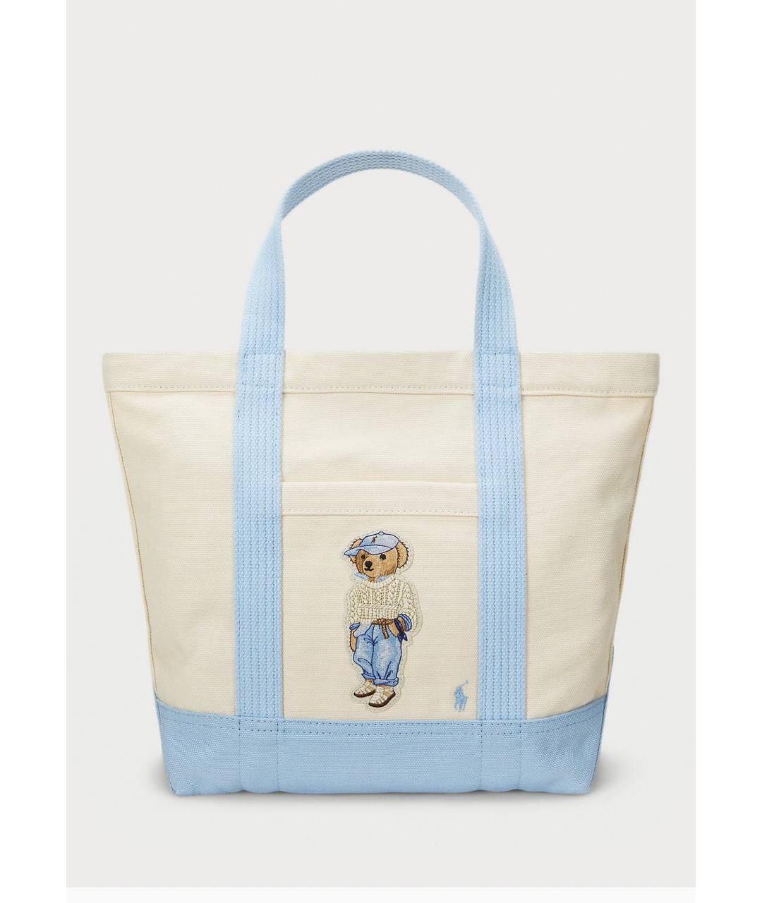 POLO RALPH LAUREN Белая хлопковая сумка тоут, фото 6