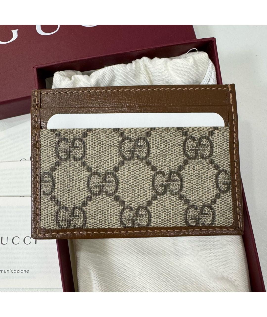 GUCCI Коричневая кожаная визитница, фото 2
