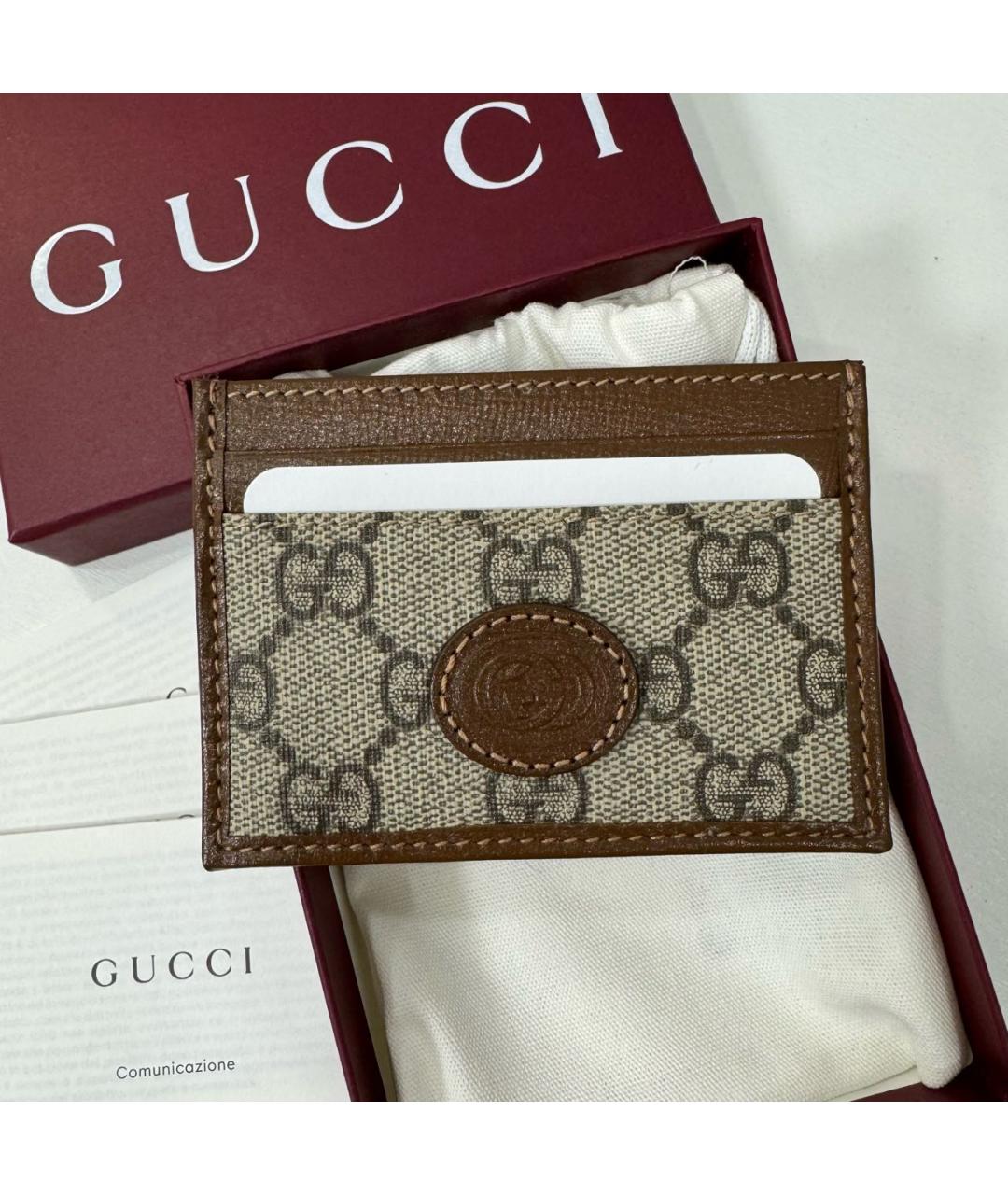 GUCCI Коричневая кожаная визитница, фото 7