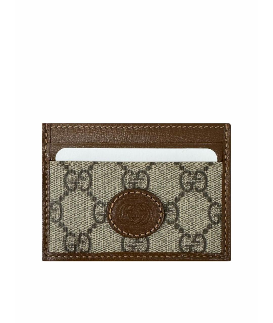 GUCCI Коричневая кожаная визитница, фото 1