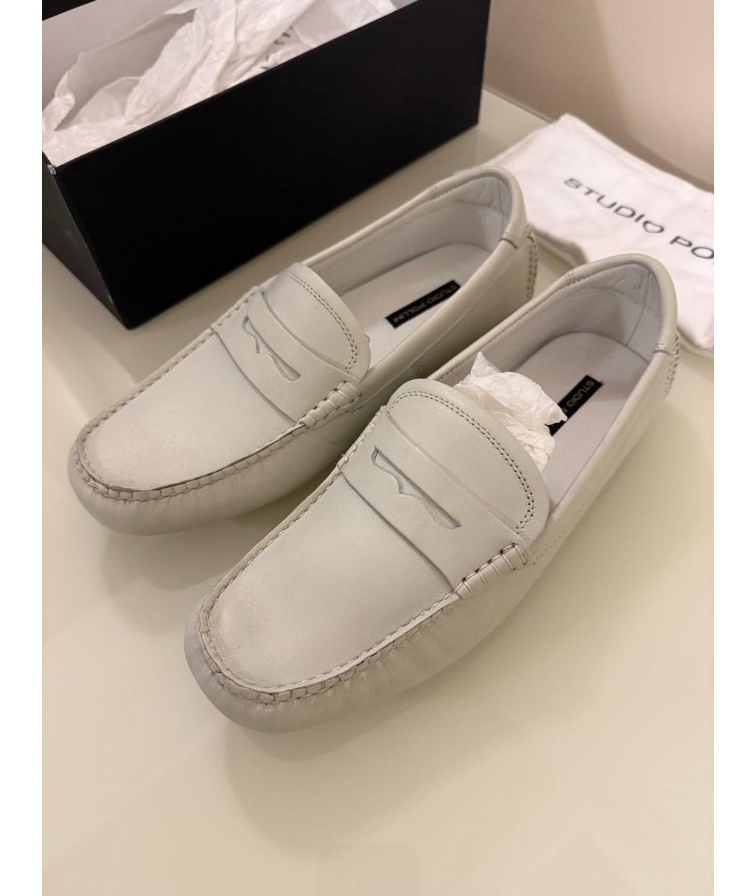 POLLINI Белые кожаные мокасины, фото 3