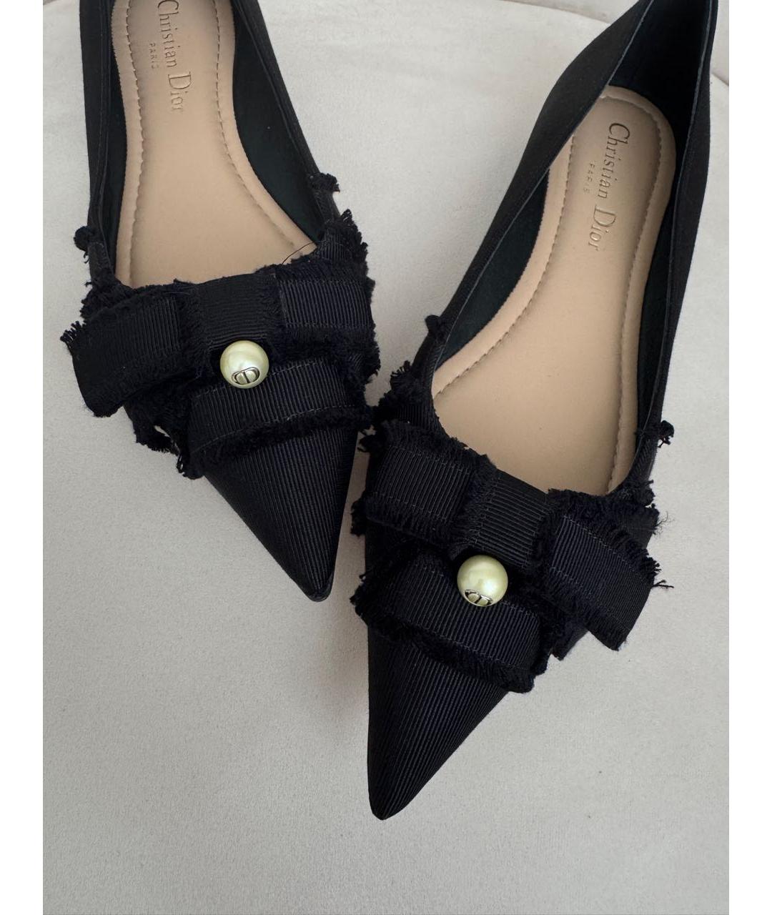 CHRISTIAN DIOR Черные текстильные балетки, фото 2