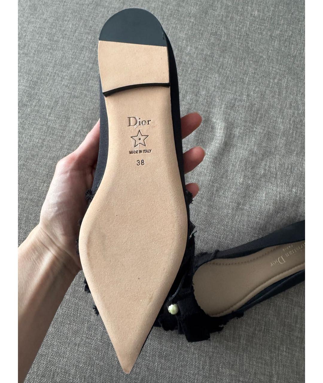 CHRISTIAN DIOR Черные текстильные балетки, фото 4