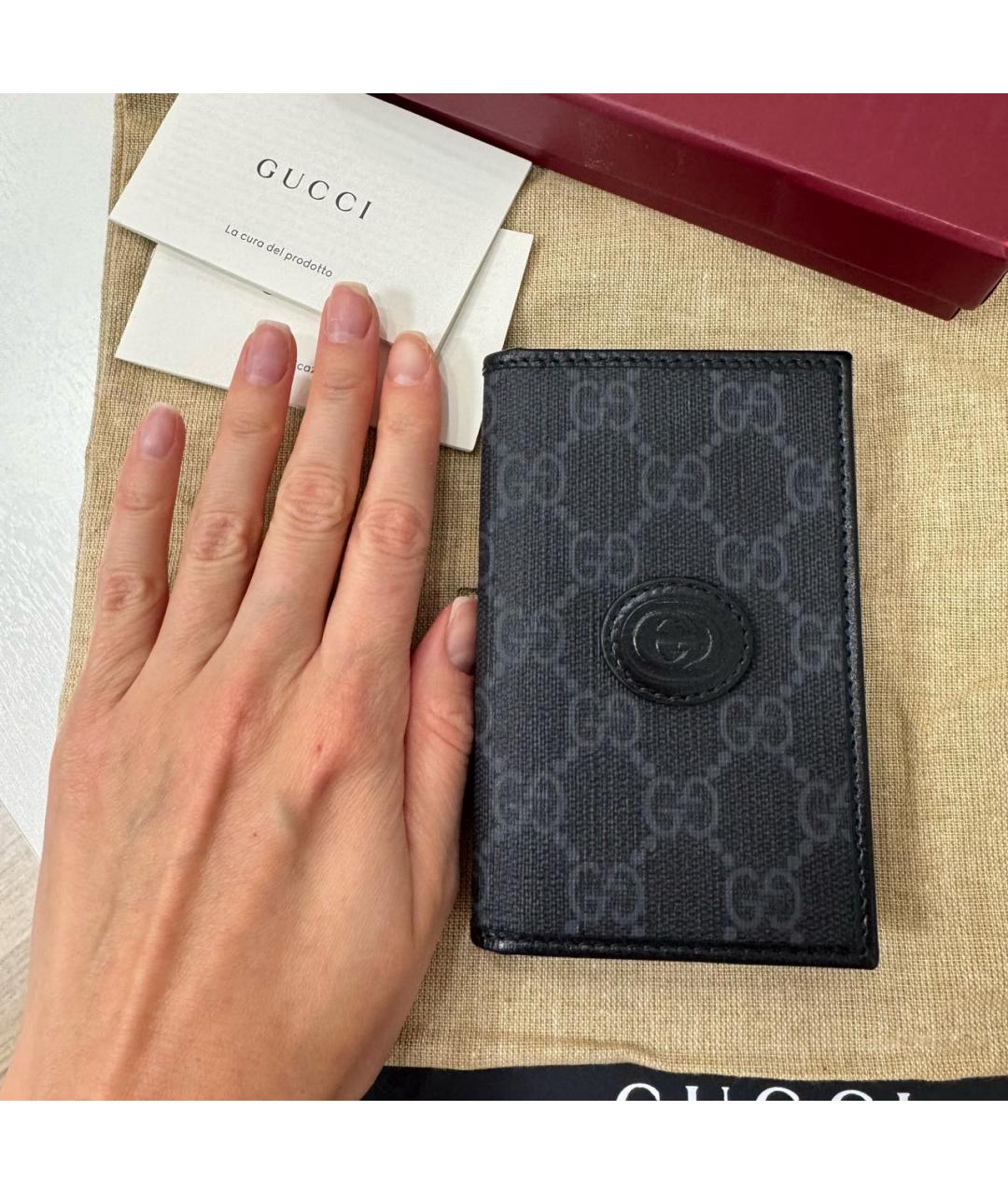 GUCCI Серый кожаный кошелек, фото 6