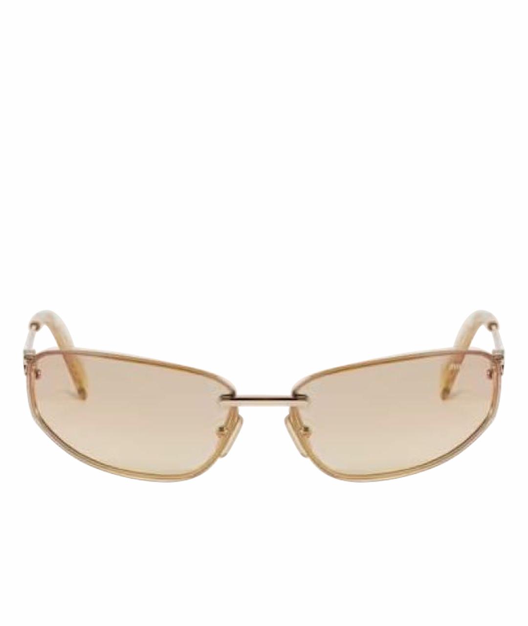 MIU MIU Золотые пластиковые солнцезащитные очки, фото 1