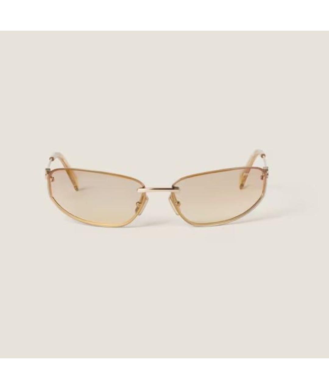 MIU MIU Золотые пластиковые солнцезащитные очки, фото 3