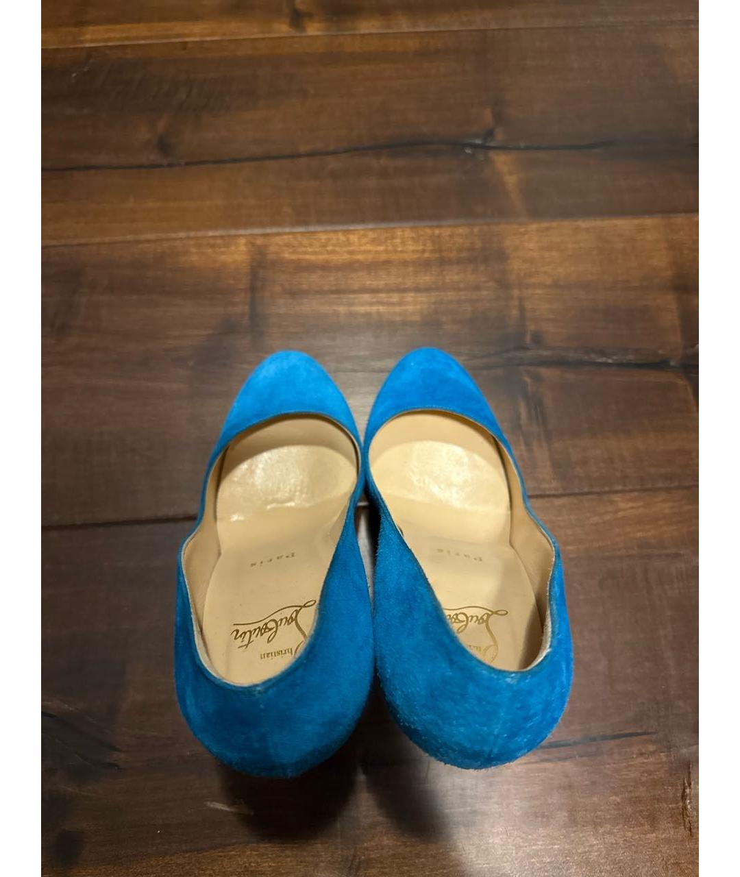 CHRISTIAN LOUBOUTIN Голубые замшевые туфли, фото 3