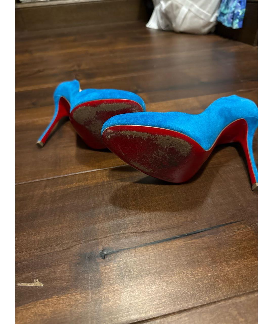 CHRISTIAN LOUBOUTIN Голубые замшевые туфли, фото 5