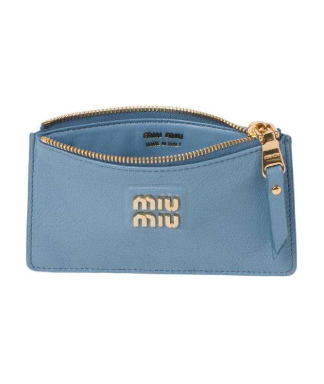MIU MIU Голубой кожаный кошелек, фото 2