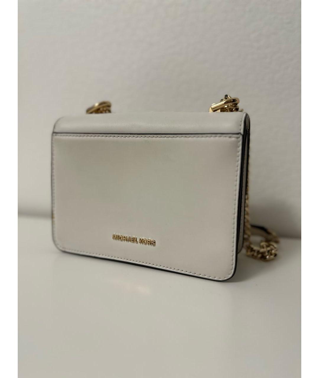 MICHAEL MICHAEL KORS Белая кожаная сумка через плечо, фото 3