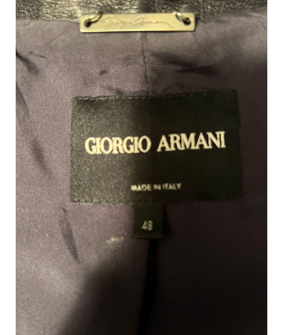 GIORGIO ARMANI Черный кожаный жакет/пиджак, фото 3