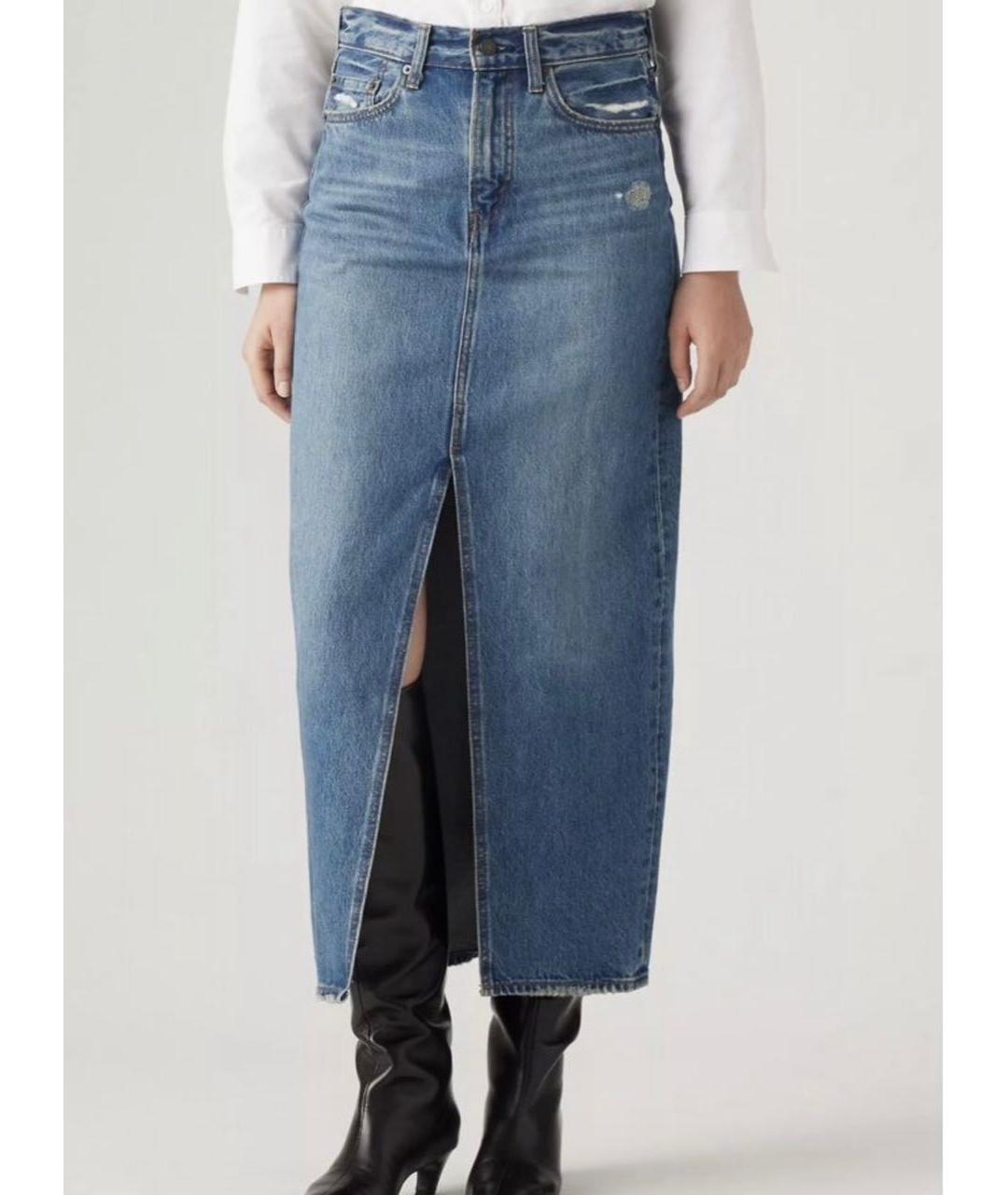 LEVI'S Синяя деним юбка макси, фото 5