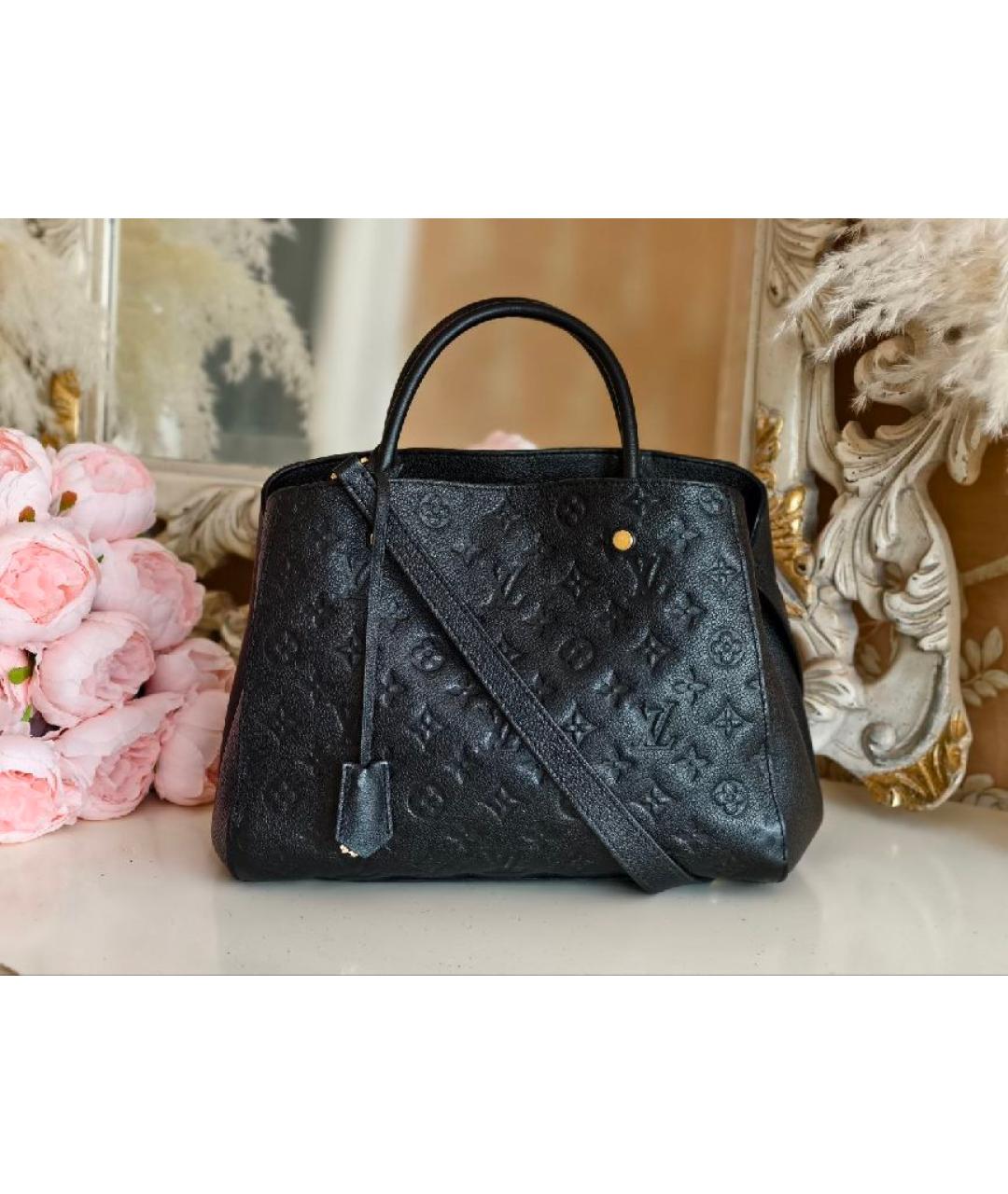 LOUIS VUITTON Черная кожаная сумка с короткими ручками, фото 8