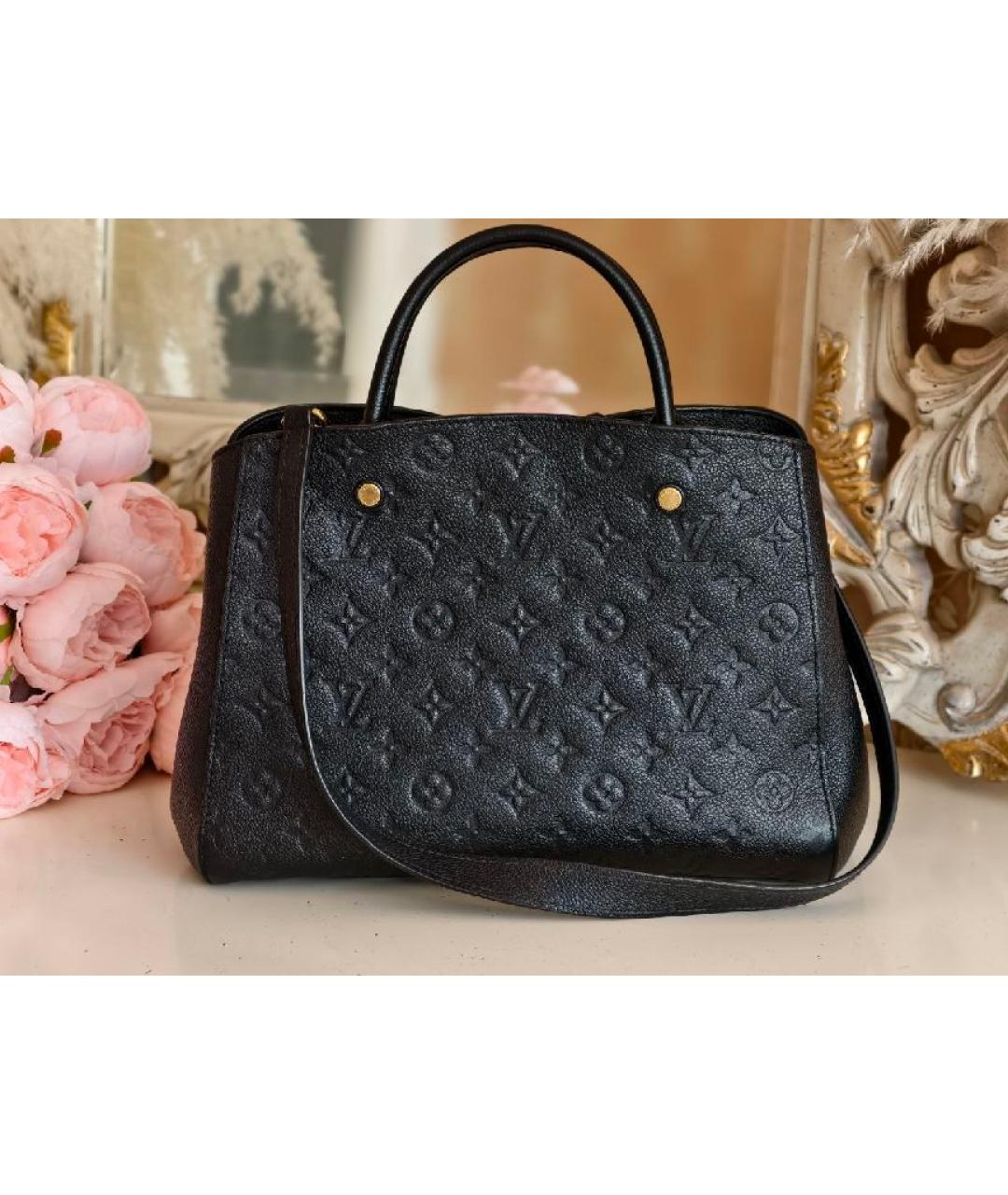 LOUIS VUITTON Черная кожаная сумка с короткими ручками, фото 3