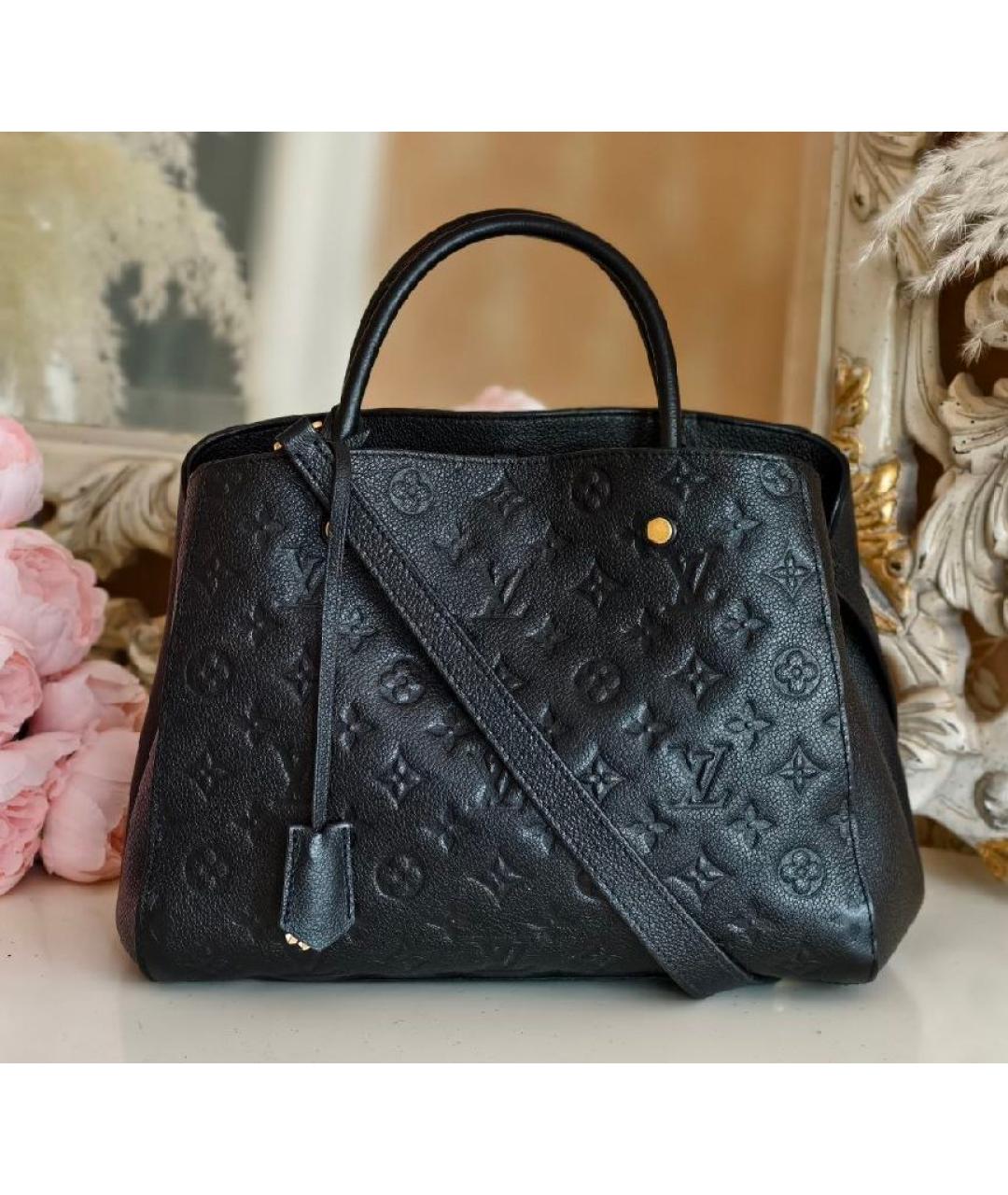 LOUIS VUITTON Черная кожаная сумка с короткими ручками, фото 2