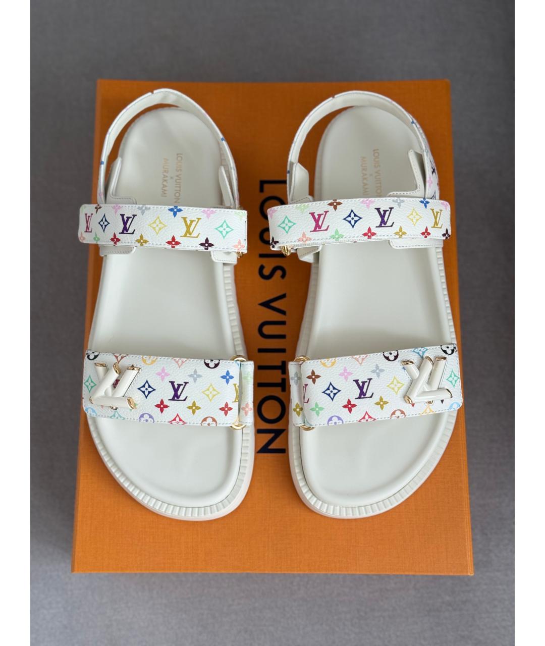 LOUIS VUITTON Белые кожаные сандалии, фото 3