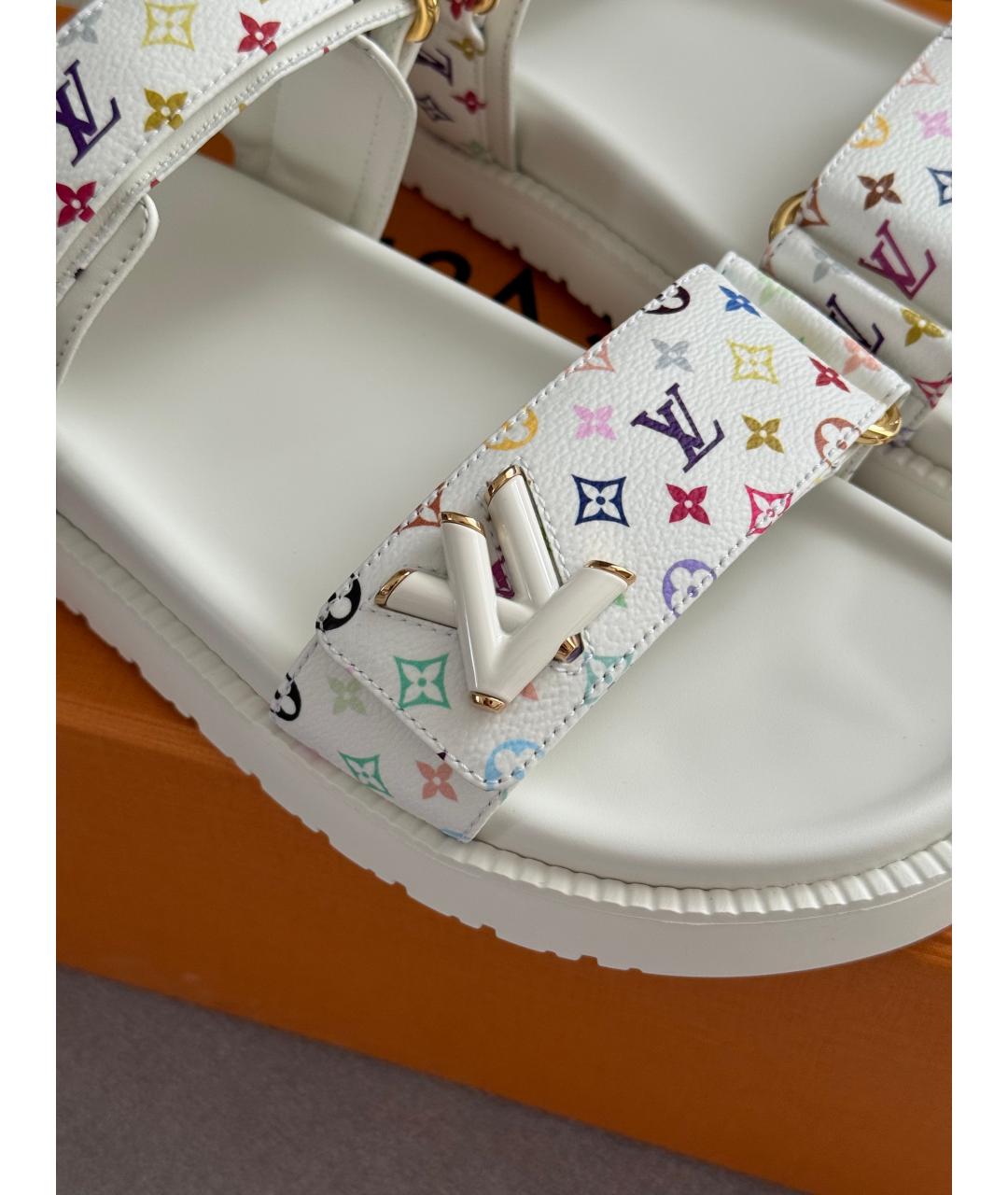 LOUIS VUITTON Белые кожаные сандалии, фото 7