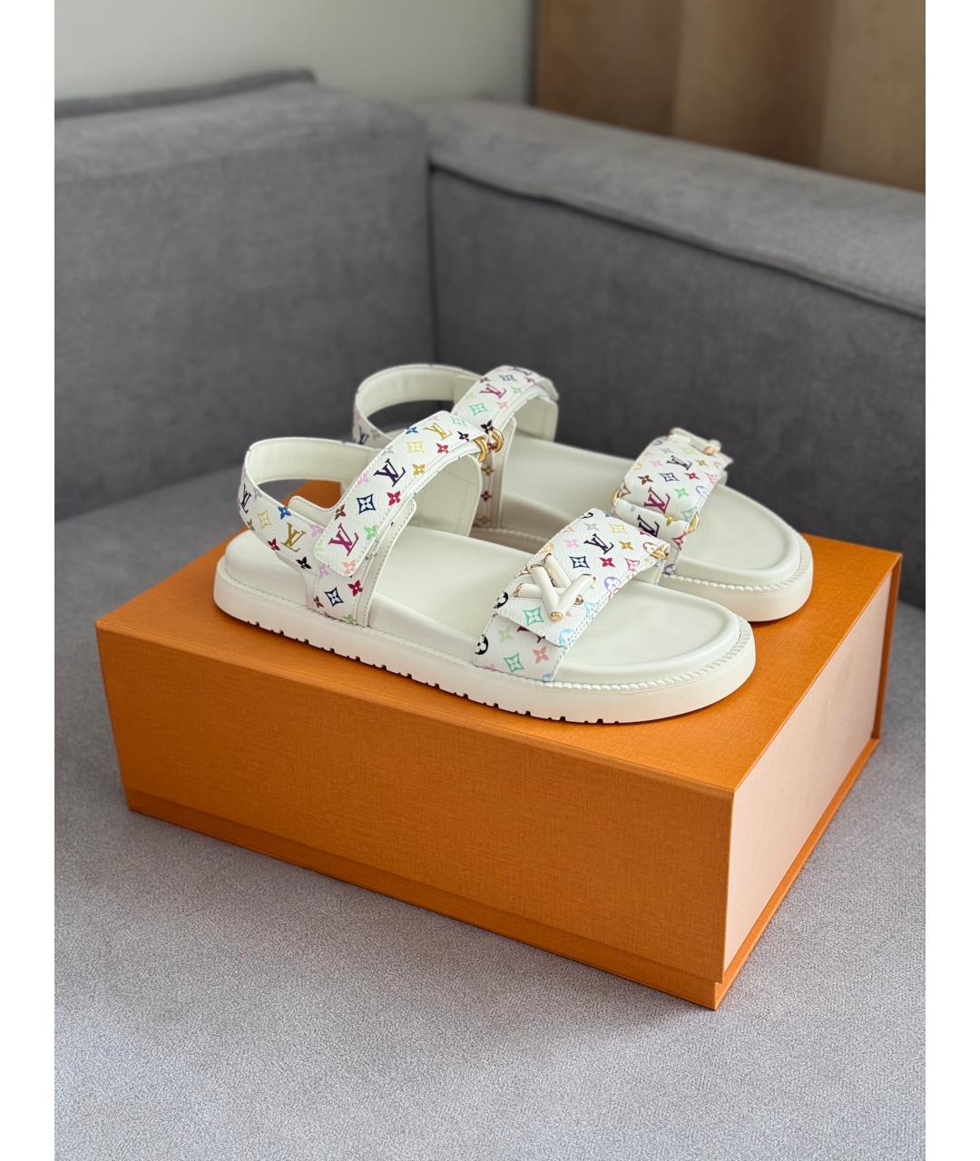 LOUIS VUITTON Белые кожаные сандалии, фото 2