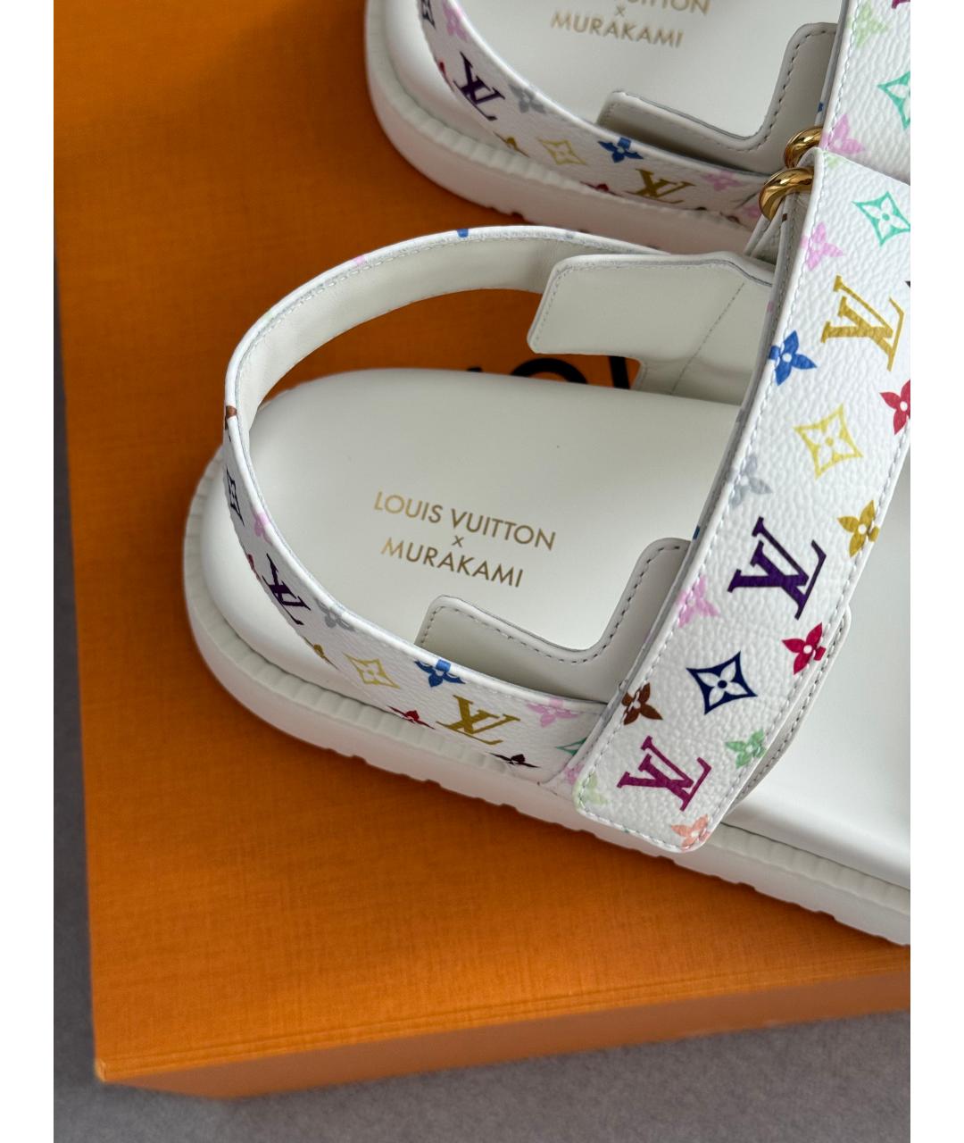 LOUIS VUITTON Белые кожаные сандалии, фото 6