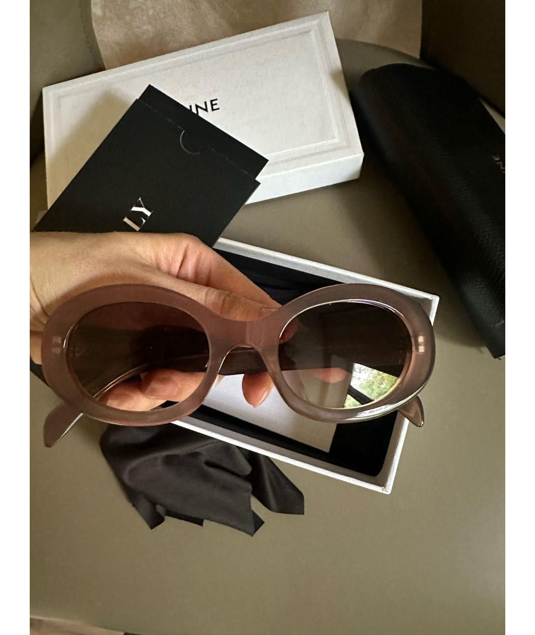 CELINE Коричневые пластиковые солнцезащитные очки, фото 7