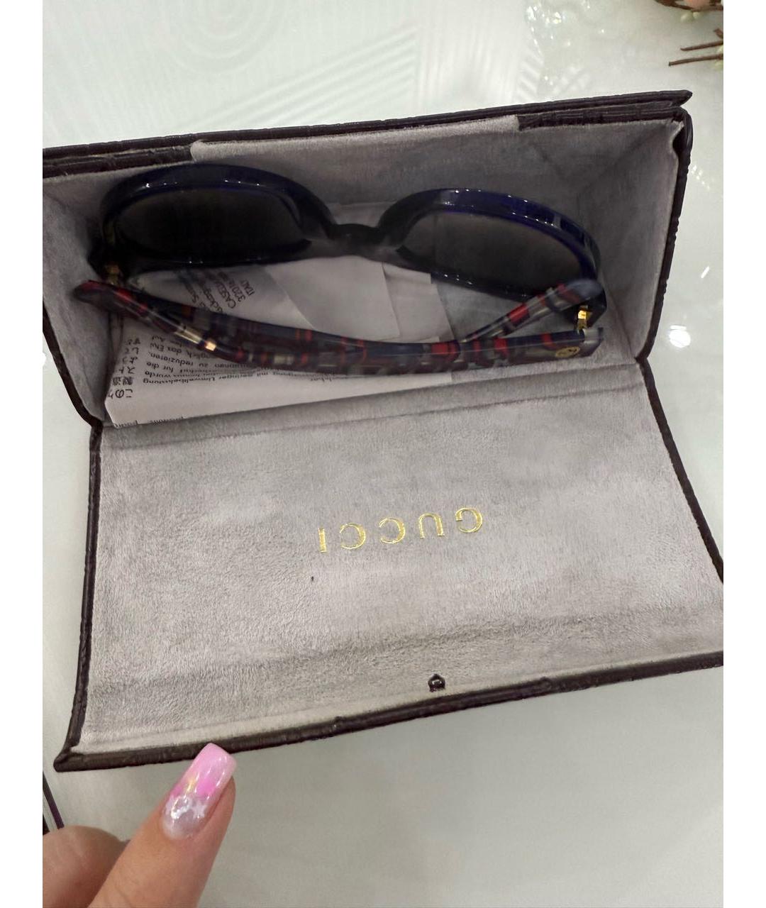 GUCCI Темно-синие пластиковые солнцезащитные очки, фото 6