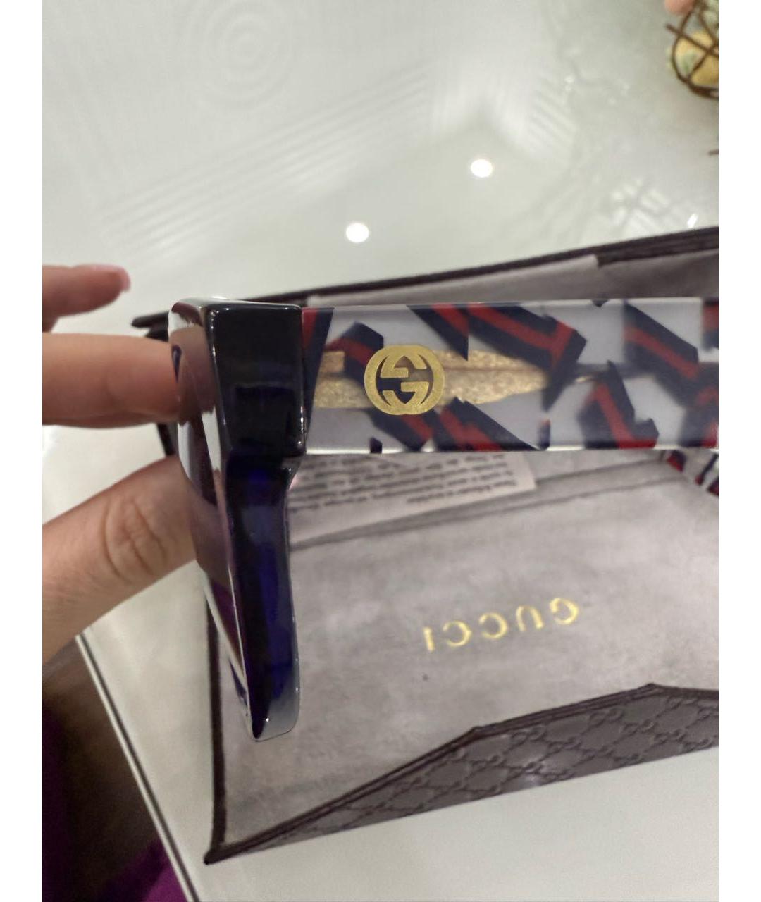 GUCCI Темно-синие пластиковые солнцезащитные очки, фото 3