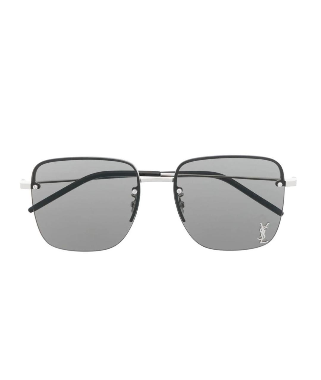 SAINT LAURENT Серебряные металлические солнцезащитные очки, фото 7