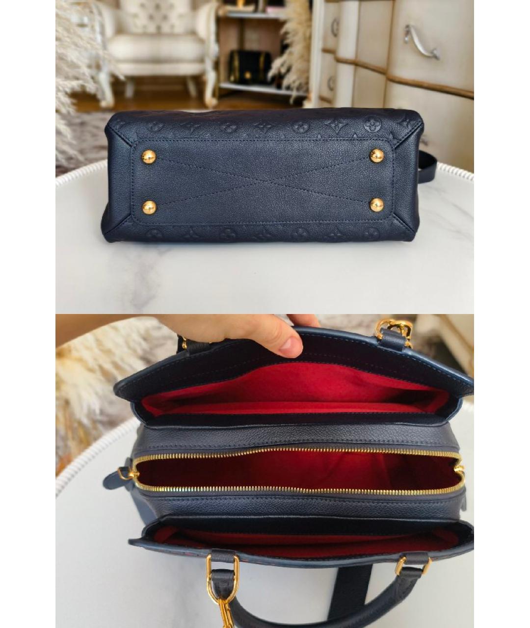 LOUIS VUITTON Темно-синяя кожаная сумка с короткими ручками, фото 7
