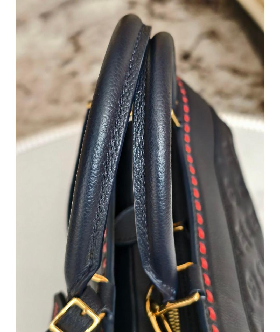 LOUIS VUITTON Темно-синяя кожаная сумка с короткими ручками, фото 6