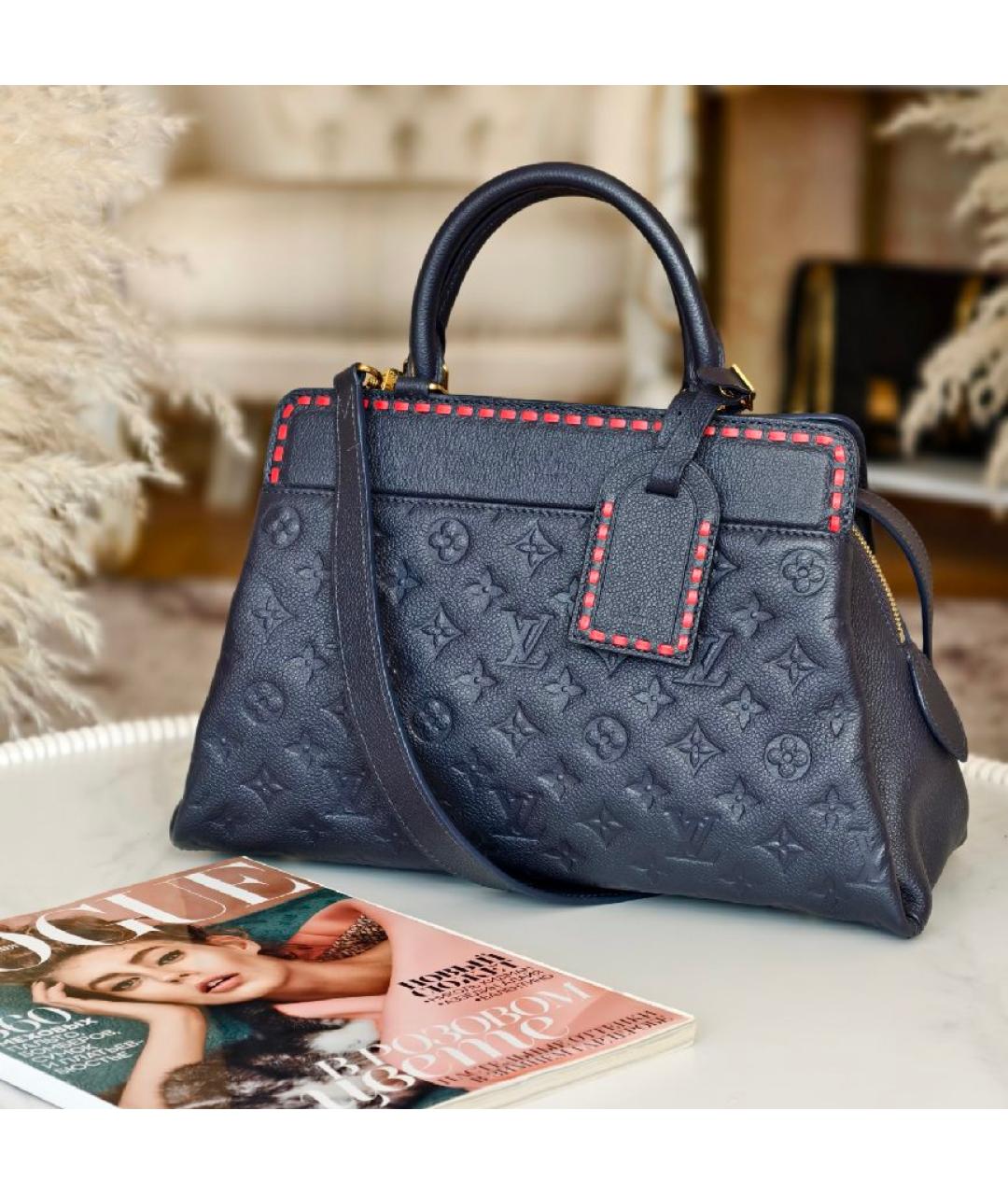 LOUIS VUITTON Темно-синяя кожаная сумка с короткими ручками, фото 2