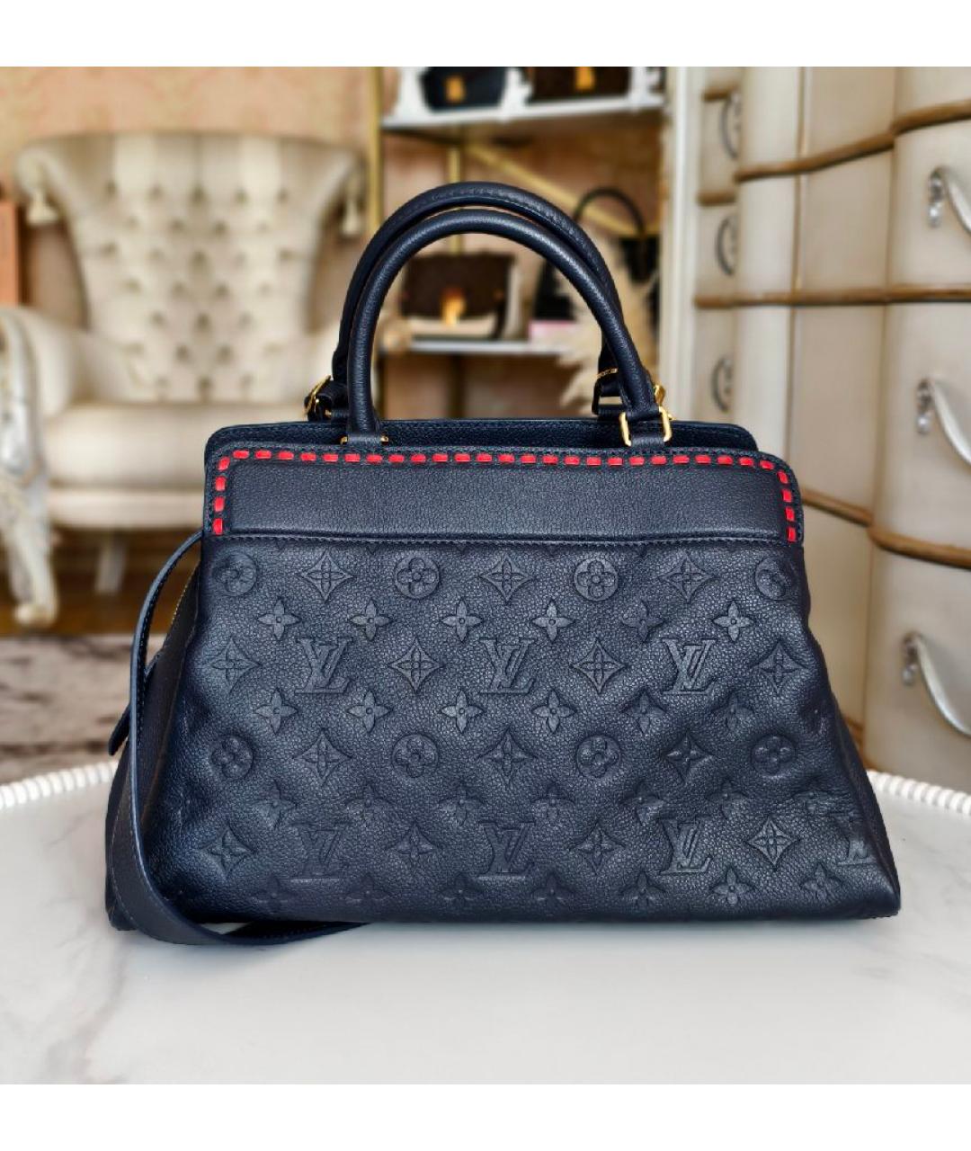 LOUIS VUITTON Темно-синяя кожаная сумка с короткими ручками, фото 3