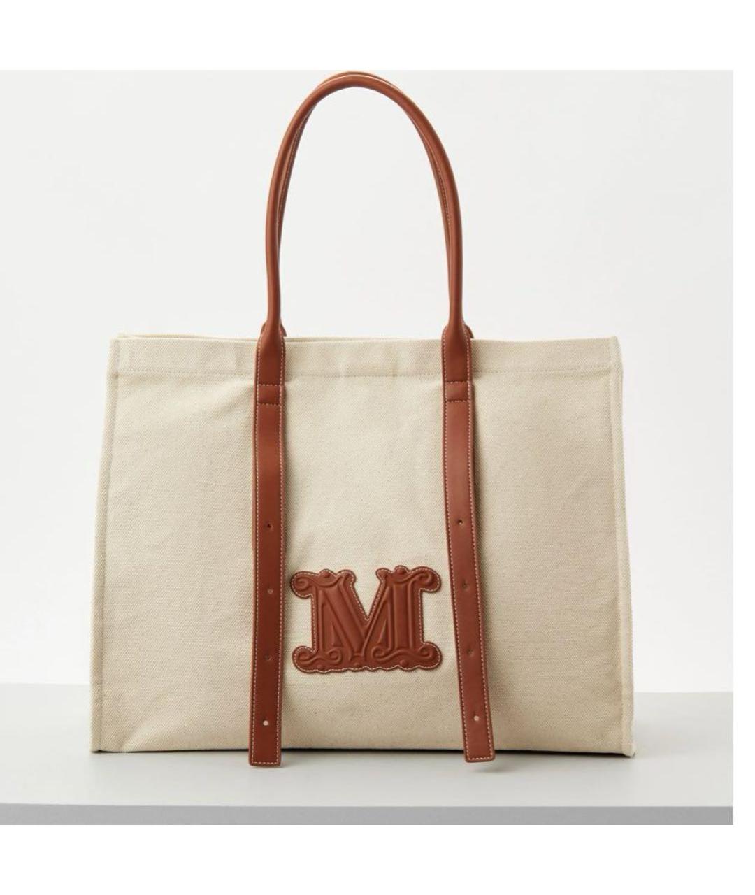 WEEKEND MAX MARA Коричневая кожаная пляжная сумка, фото 2