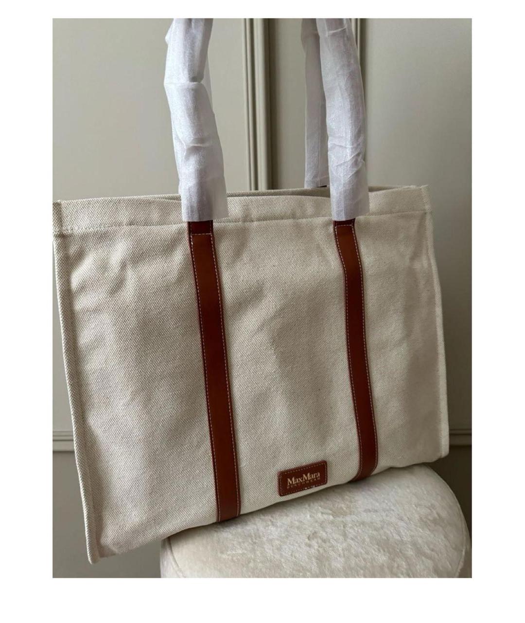WEEKEND MAX MARA Коричневая кожаная пляжная сумка, фото 4
