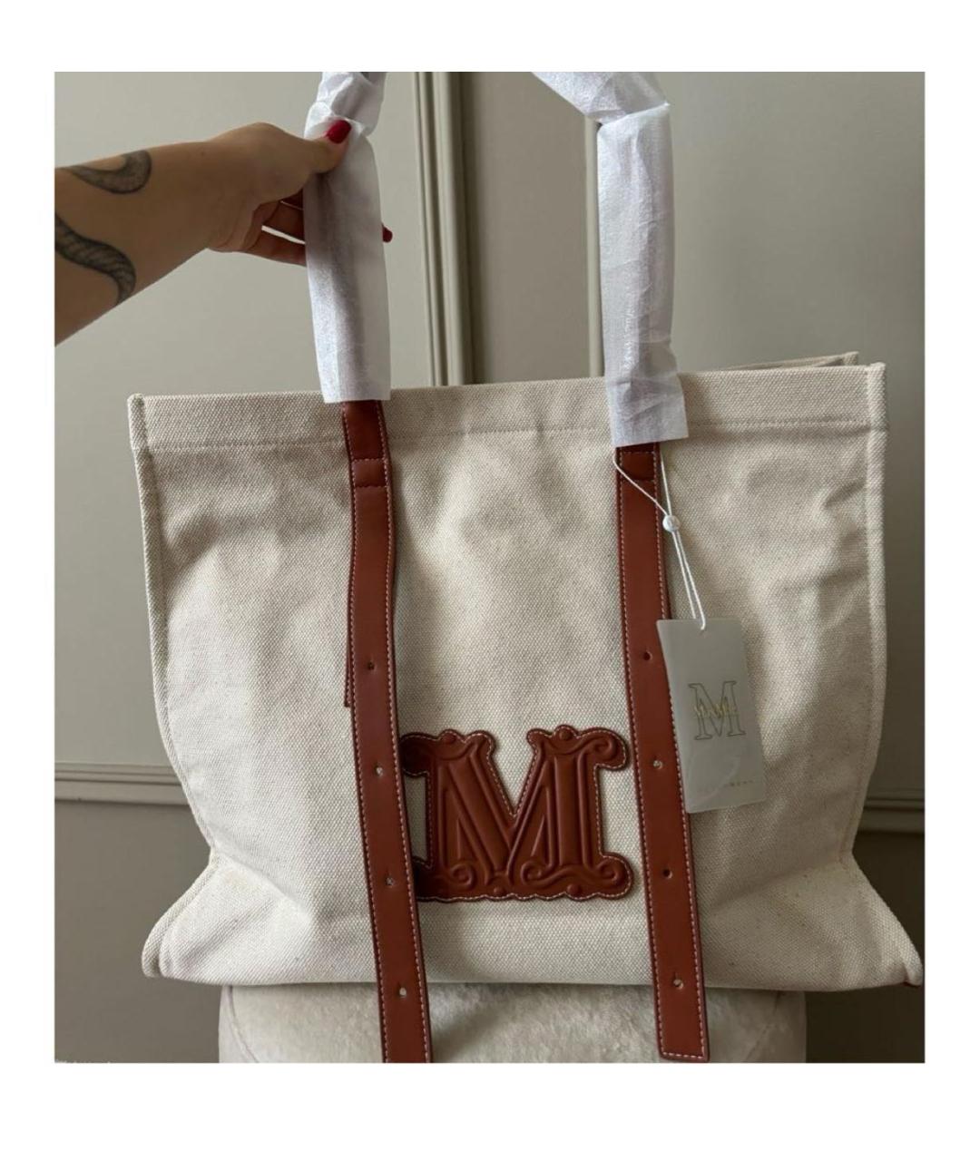 WEEKEND MAX MARA Коричневая кожаная пляжная сумка, фото 3