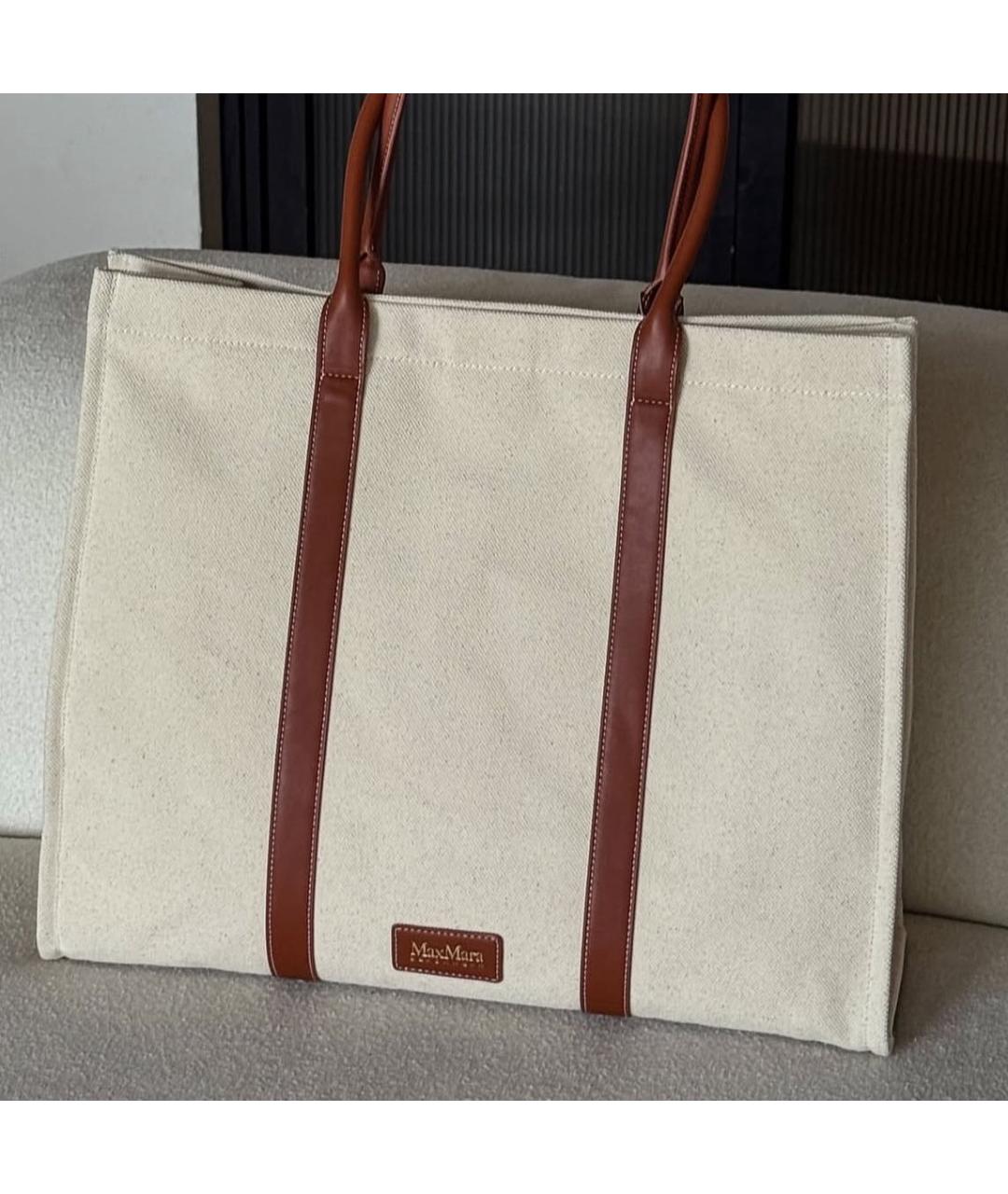 WEEKEND MAX MARA Коричневая кожаная пляжная сумка, фото 5