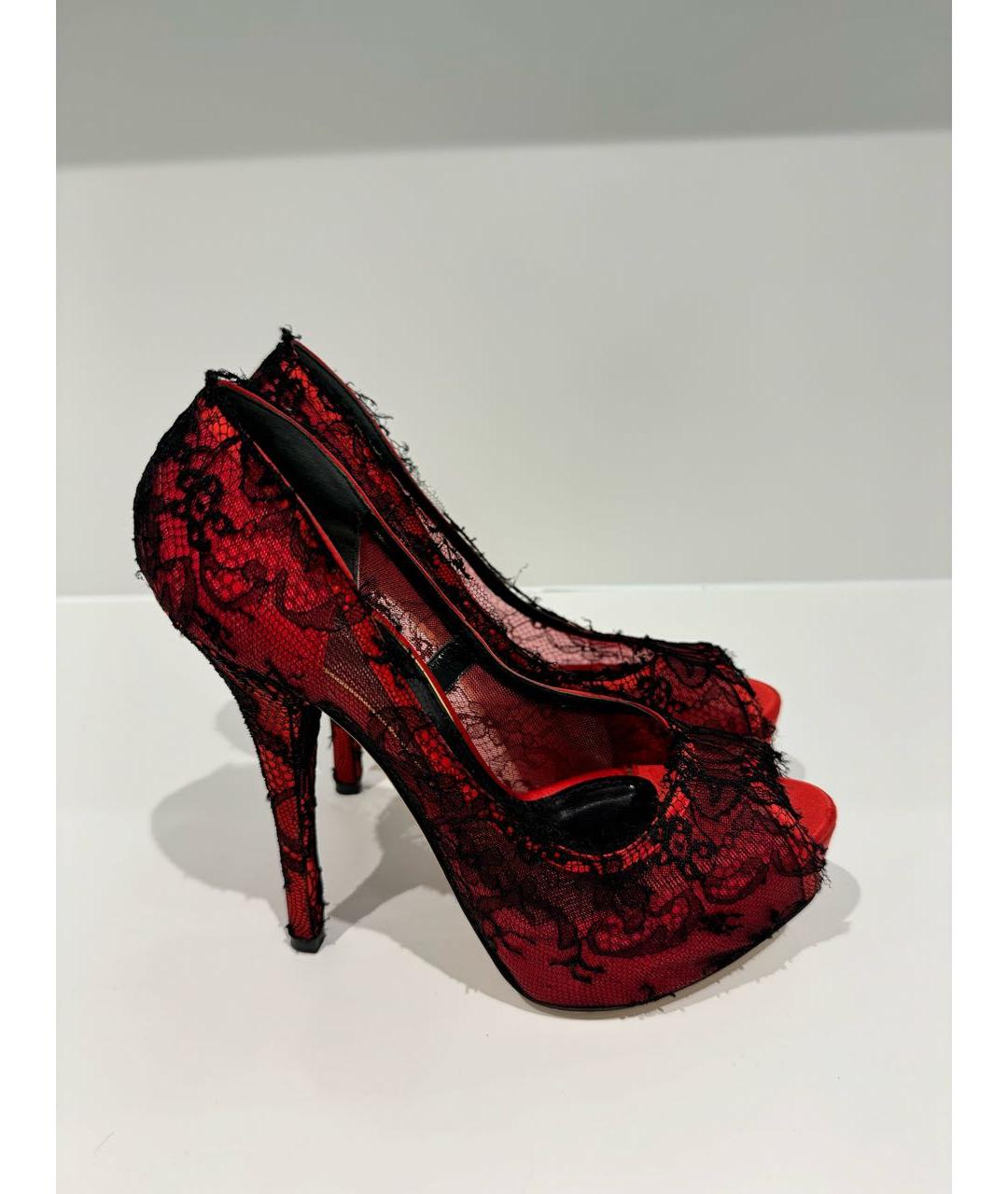 DOLCE&GABBANA Красные текстильные туфли, фото 5