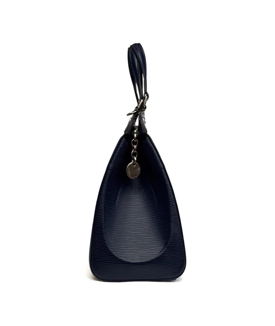 LOUIS VUITTON Темно-синяя кожаная сумка с короткими ручками, фото 6