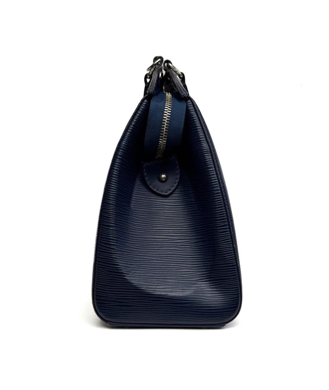 LOUIS VUITTON Темно-синяя кожаная сумка с короткими ручками, фото 5