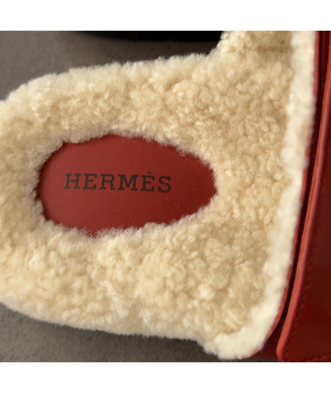 HERMES Красные кожаные сандалии, фото 4