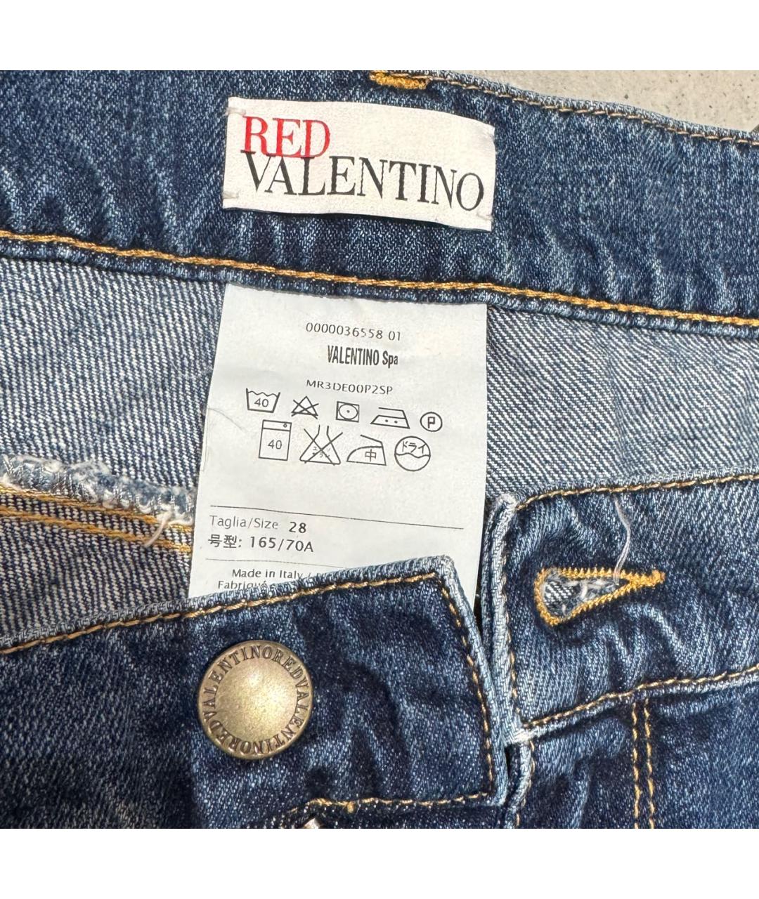 RED VALENTINO Темно-синие хлопковые джинсы клеш, фото 4
