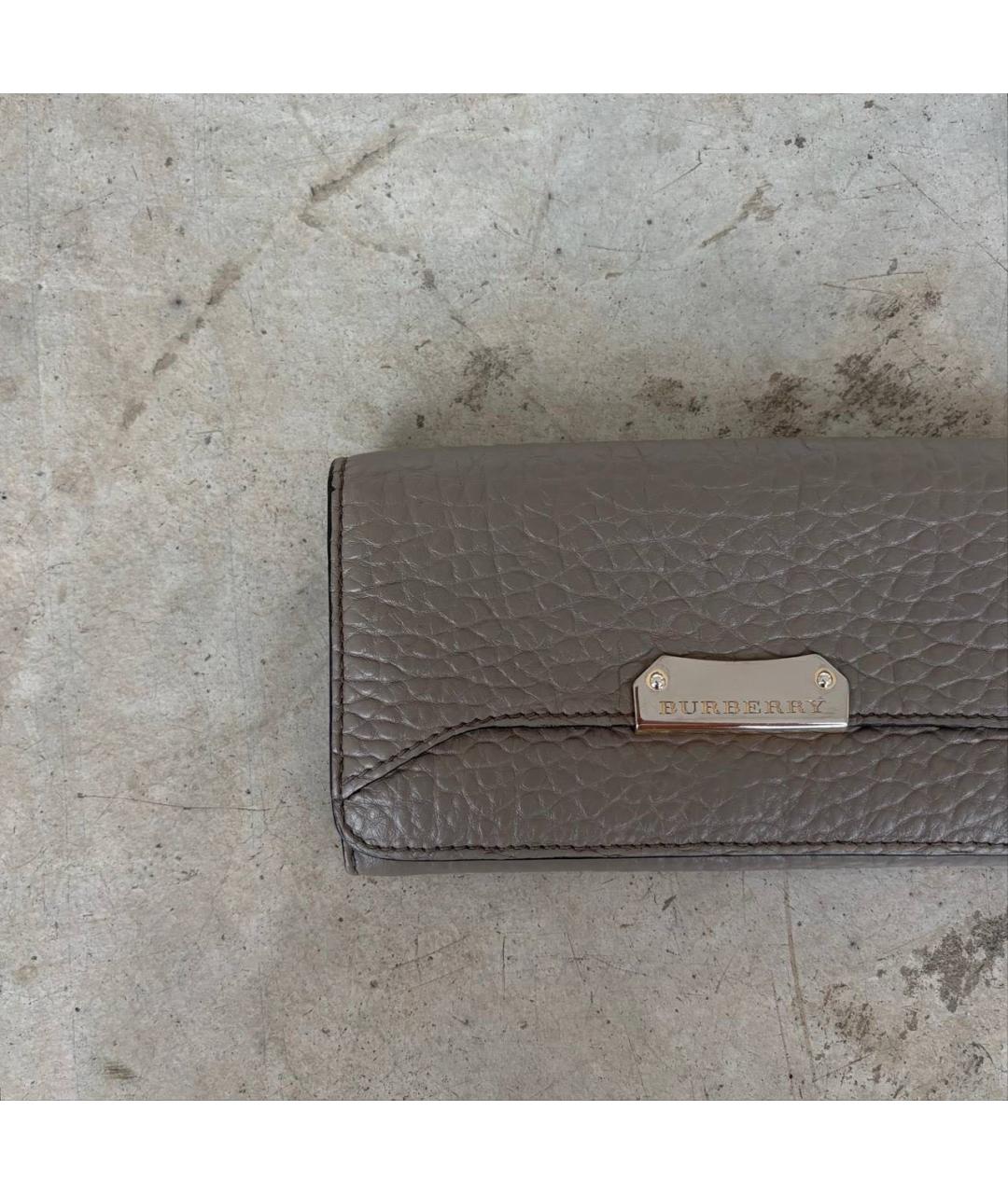 BURBERRY Серый кожаный кошелек, фото 3