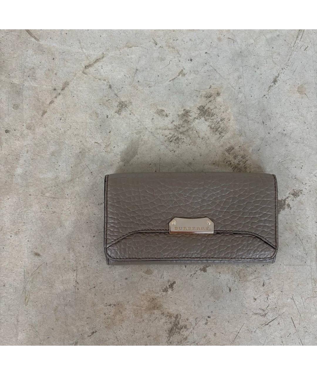 BURBERRY Серый кожаный кошелек, фото 9