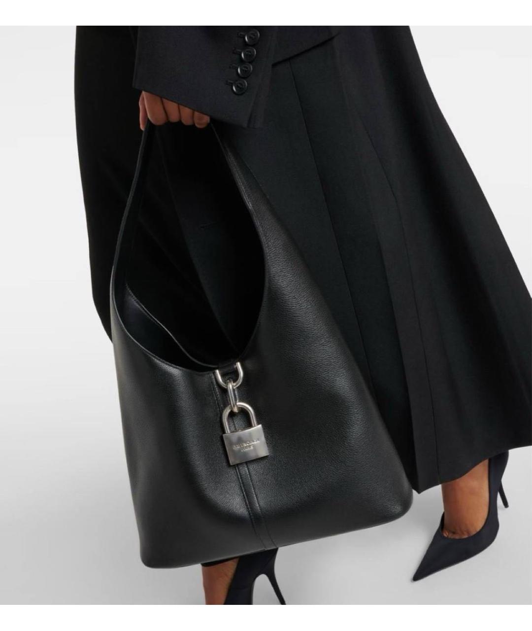BALENCIAGA Черная кожаная сумка тоут, фото 2