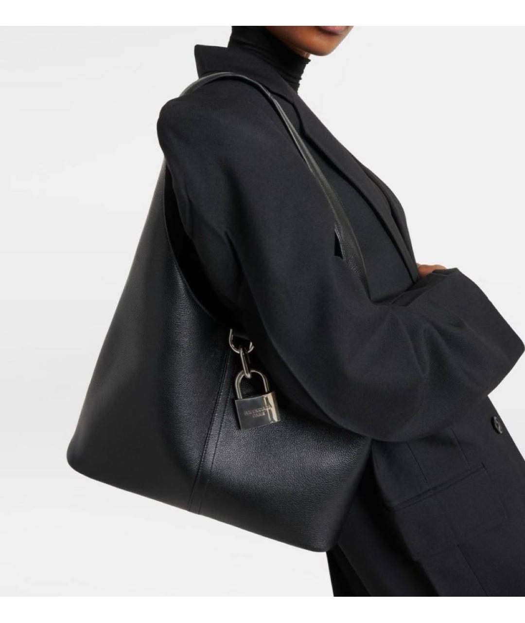 BALENCIAGA Черная кожаная сумка тоут, фото 4