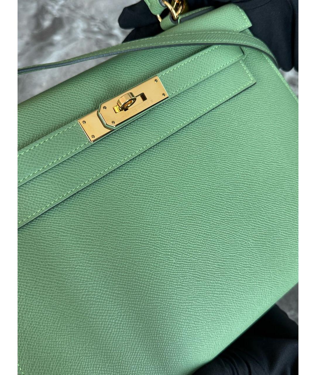 HERMES Салатовая кожаная сумка через плечо, фото 4