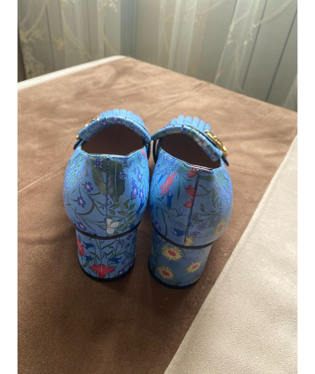 GUCCI Синие кожаные туфли, фото 3