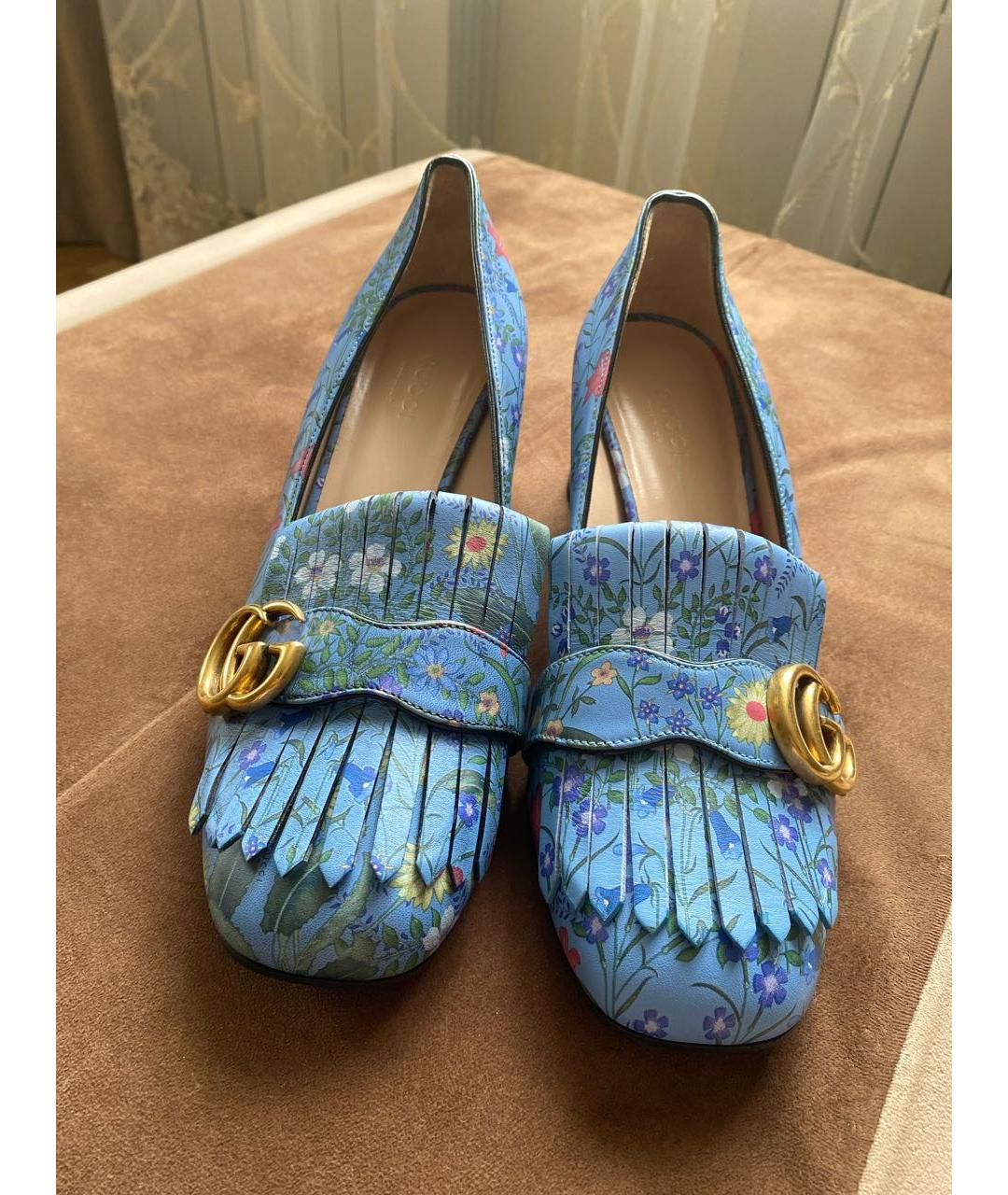 GUCCI Синие кожаные туфли, фото 2