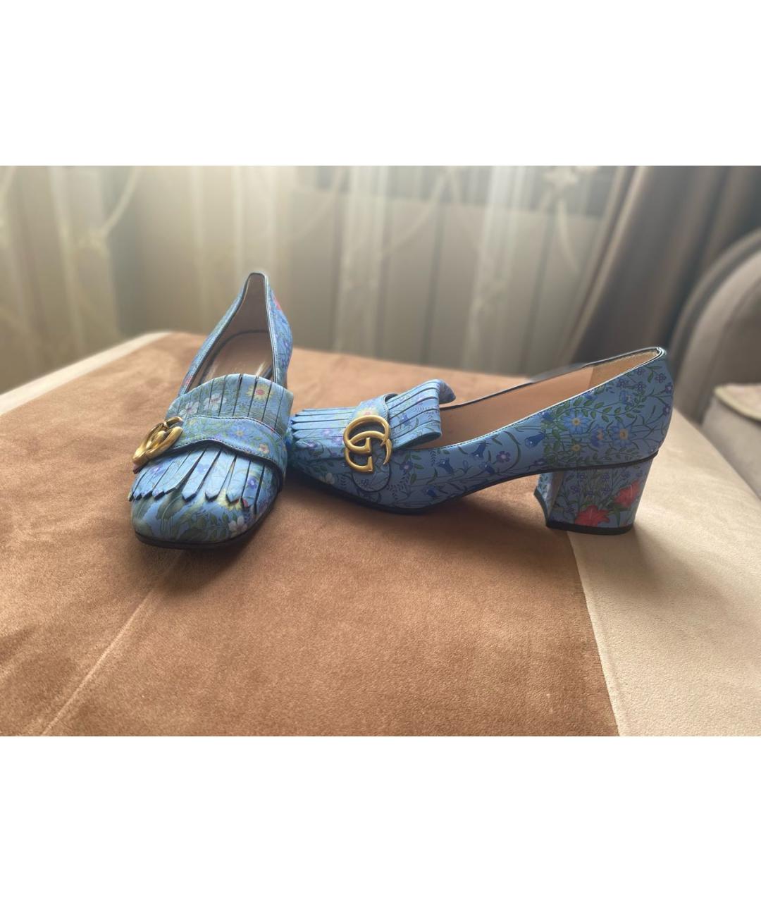 GUCCI Синие кожаные туфли, фото 5